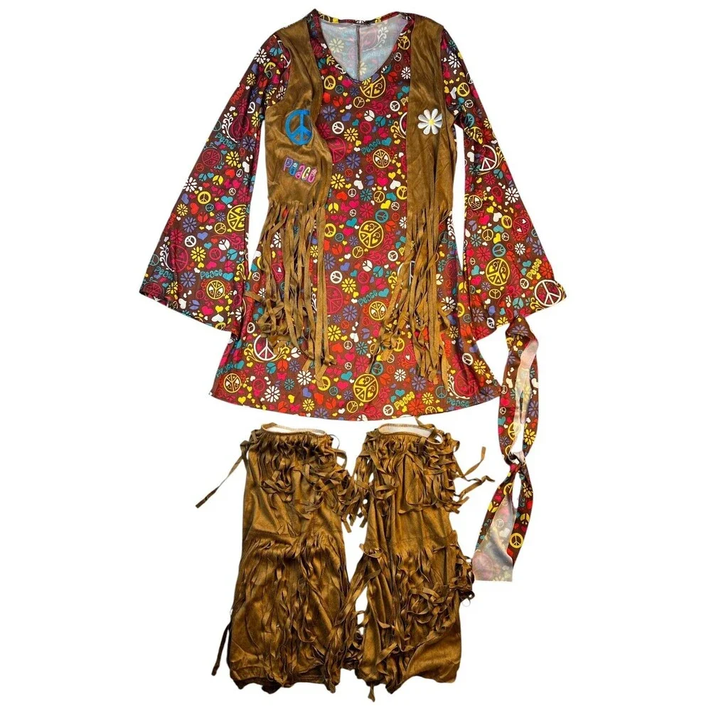 Spirit Women's Peace & Love Hippie Halloween Costume  S / M (2-8)  Party 70s - Picture 3 of 10
